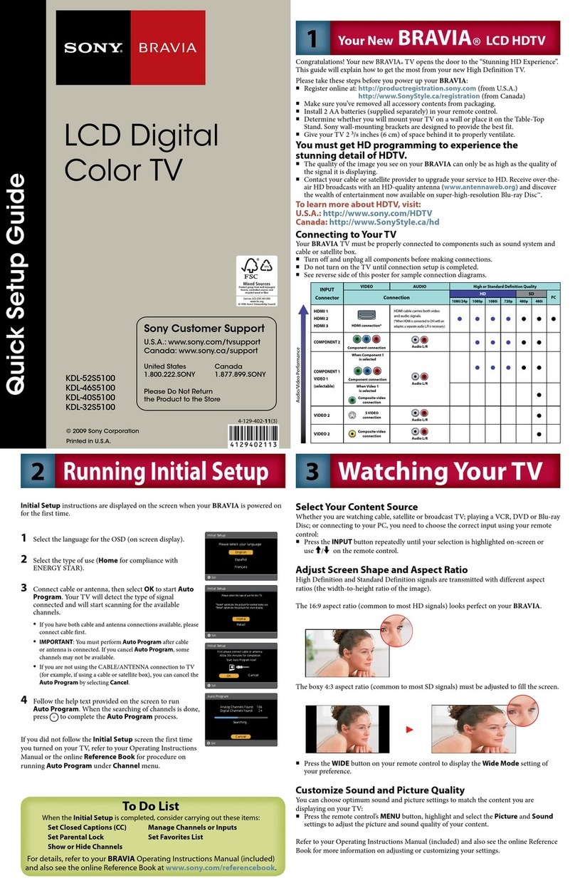 Sony KDL-40S5100 Instuctions User manual Sony KDL-40S5100 Instuctions User manual
