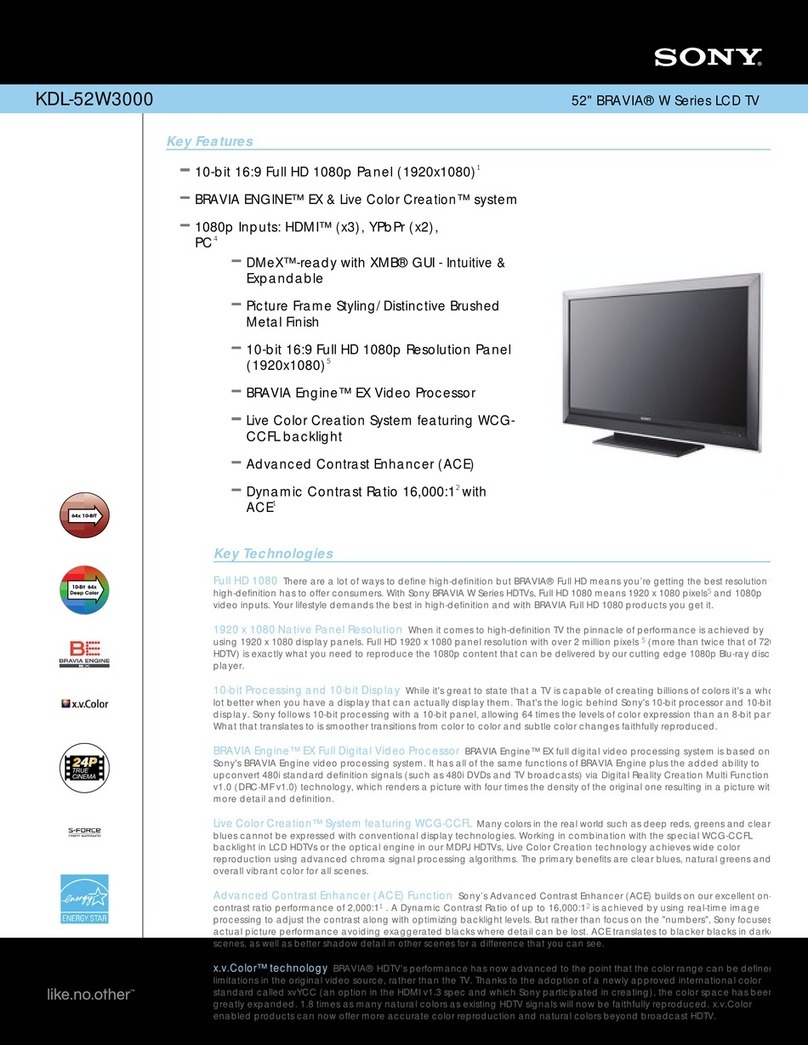 Sony Bravia KDL-52W3000 User manual