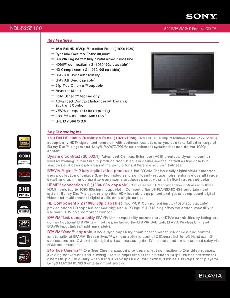 Sony BRAVIA KDL-52S5100 Specifications