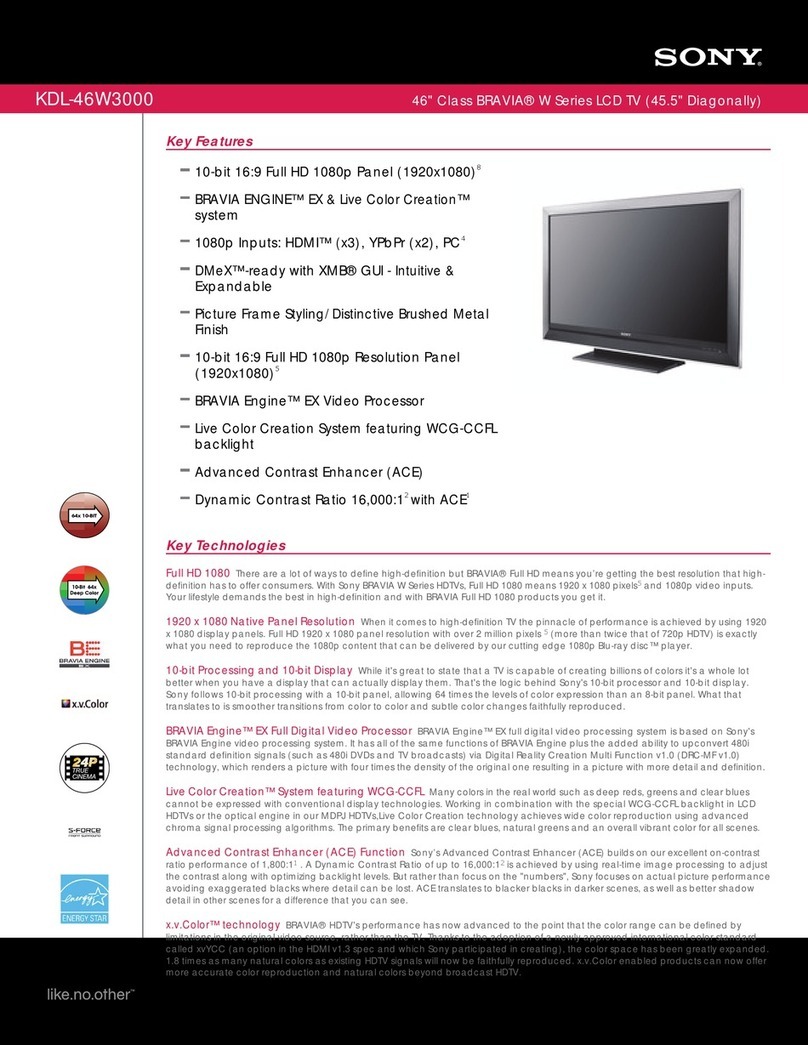 Sony Bravia KDL-46W3000 User manual