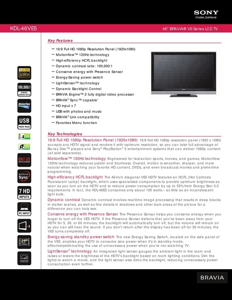 Sony Bravia KDL-46VE5 User manual Sony Bravia KDL-46VE5 User manual