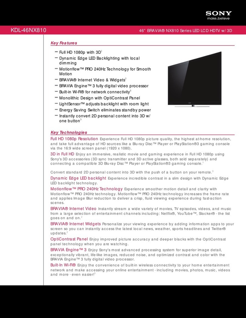 Sony BRAVIA KDL-46NX810 User manual