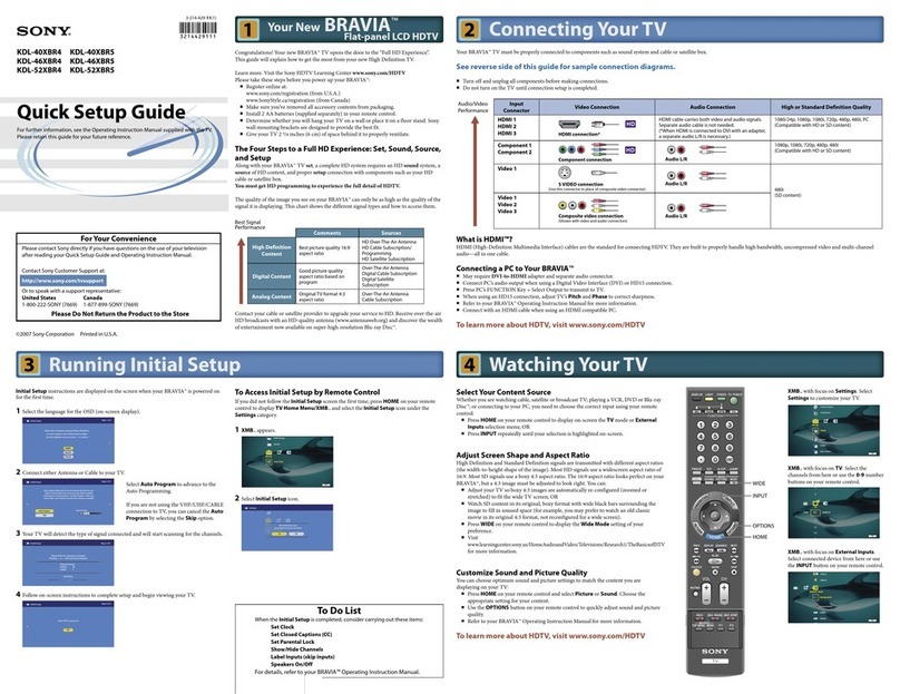 Sony BRAVIA KDL-40XBR4 User manual