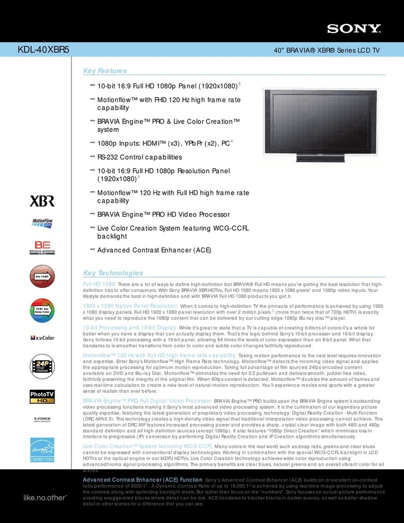 Sony BRAVIA KDL-40XBR5 User manual
