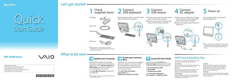 Sony VGC-JS210J - Vaio All-in-one Desktop... User manual
