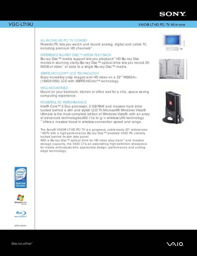 Sony VGC-LT19U - VAIO LT Series HD PC/TV... User manual Sony VGC-LT19U - VAIO LT Series HD PC/TV... User manual
