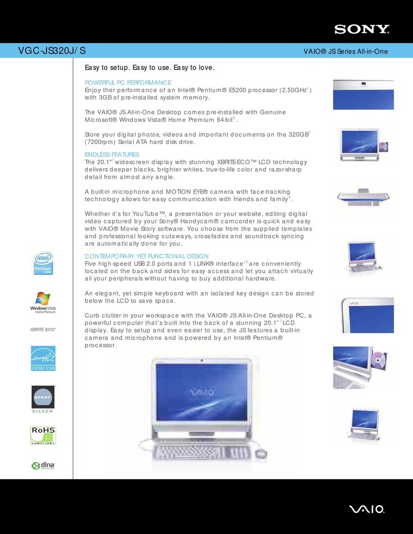 Sony VAIO VGC-JS320JS Specifications