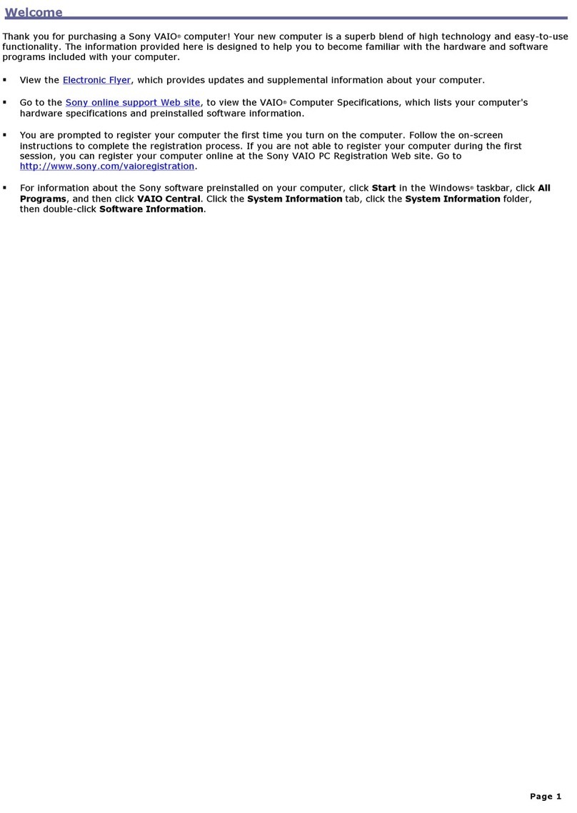 Sony VGC-RB60G User manual