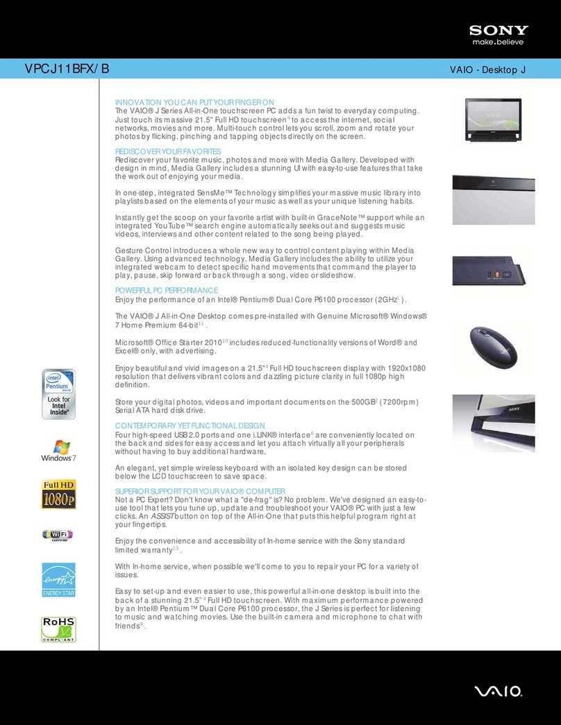 Sony VPCJ11BFX User manual