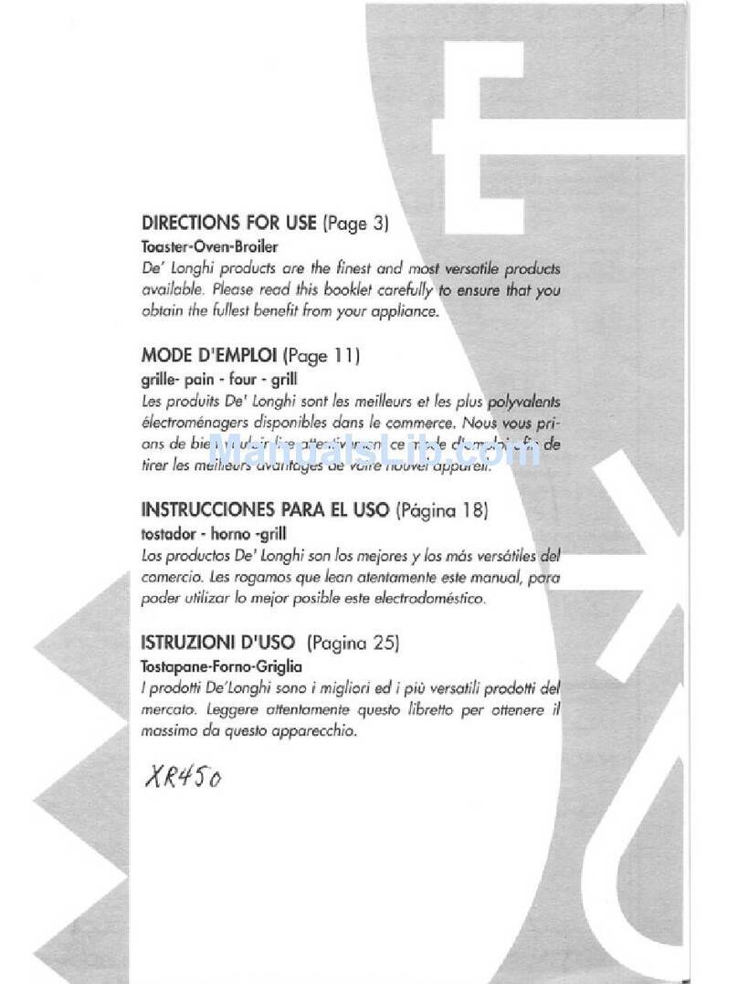 DeLonghi XR450 Directions for use
