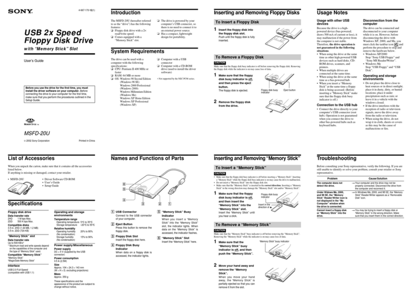 Sony MSFD-20U User manual