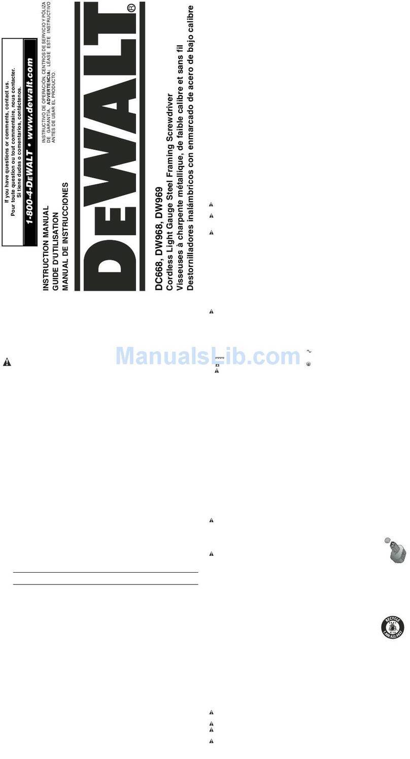 DeWalt DC668 instruction manual