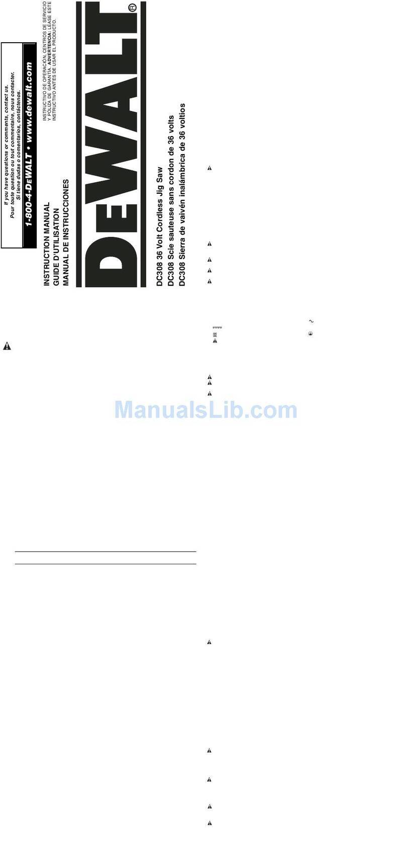 DeWalt DC308 User manual