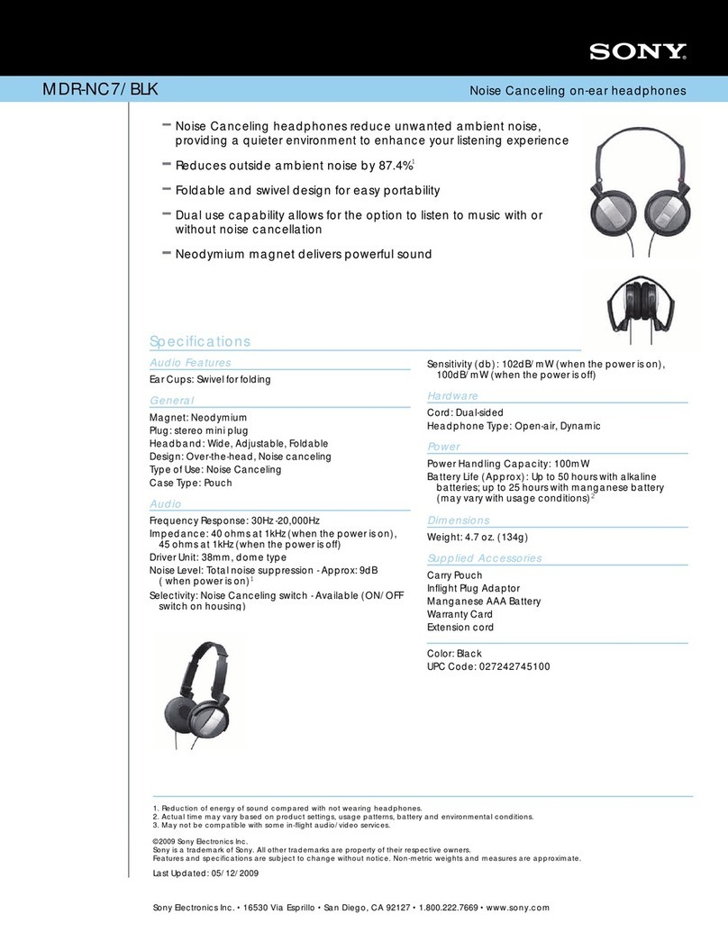 Sony MDR-NC7 Specifications