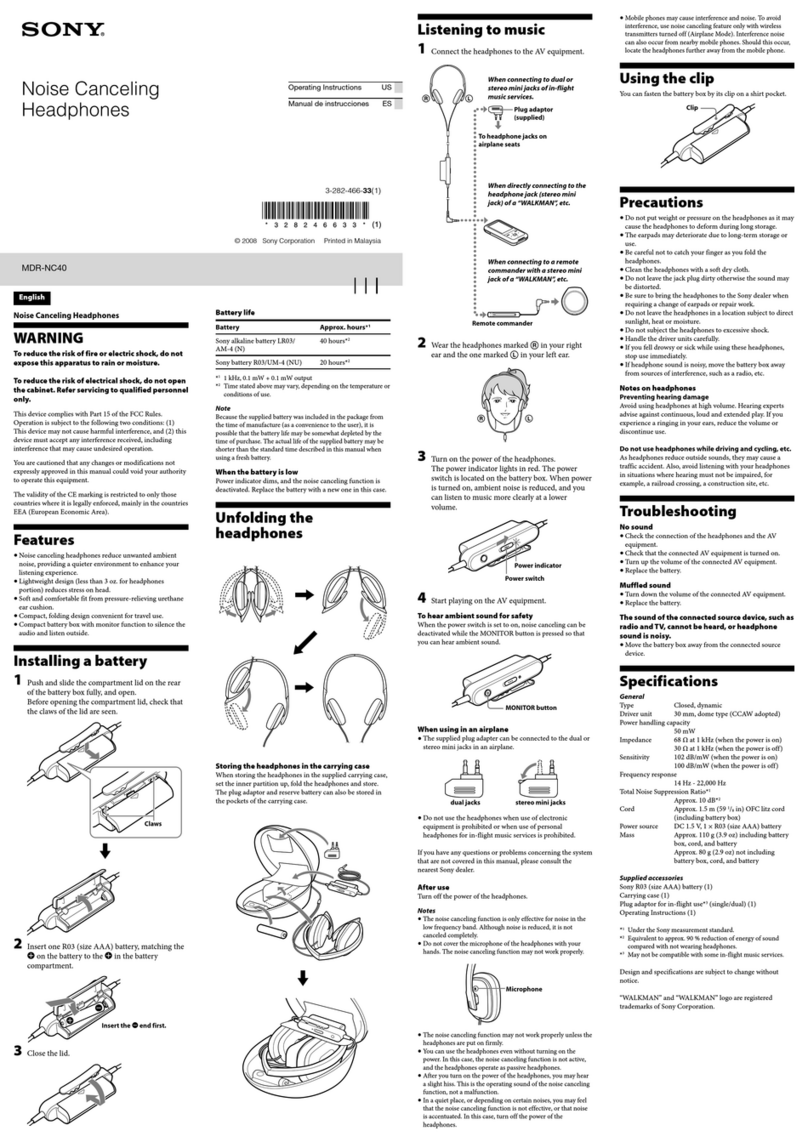 Sony MDR-NC40 Marketing operating instructions
