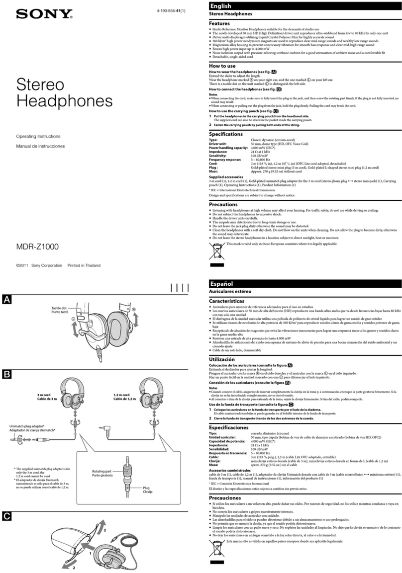 Sony MDR-Z1000 operating instructions