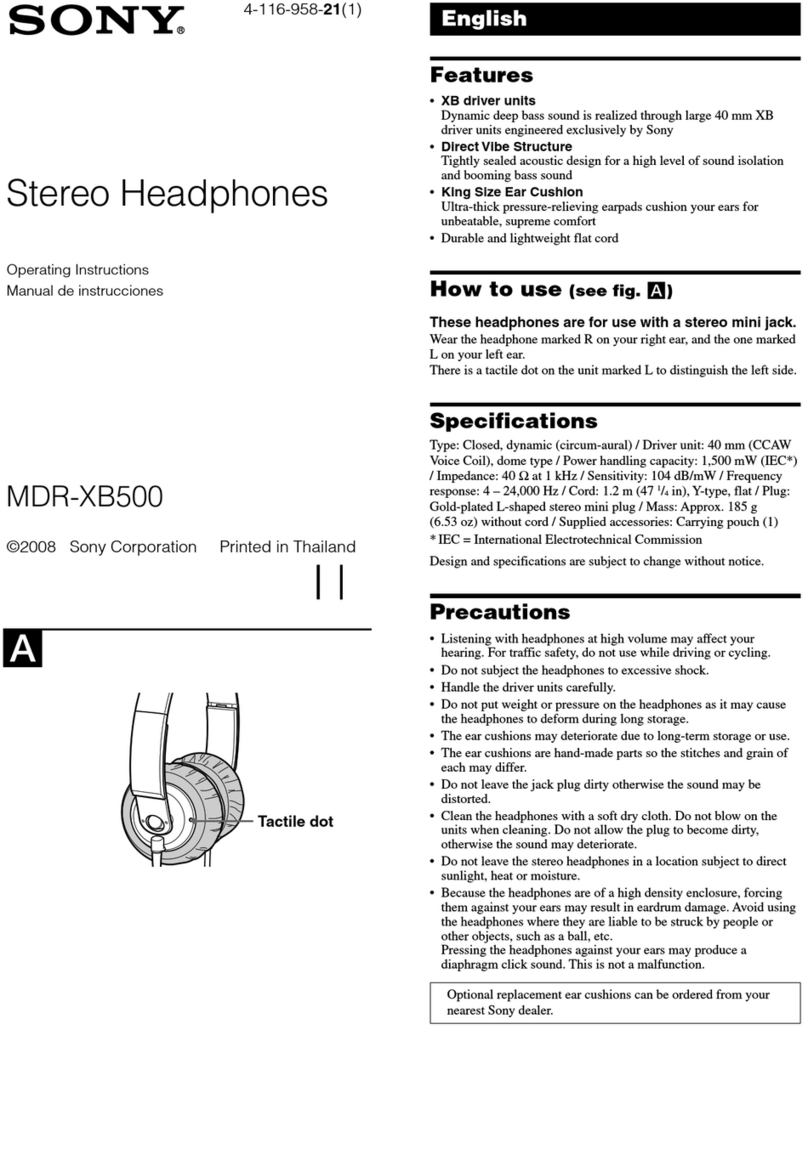 Sony MDR-XB500 operating instructions