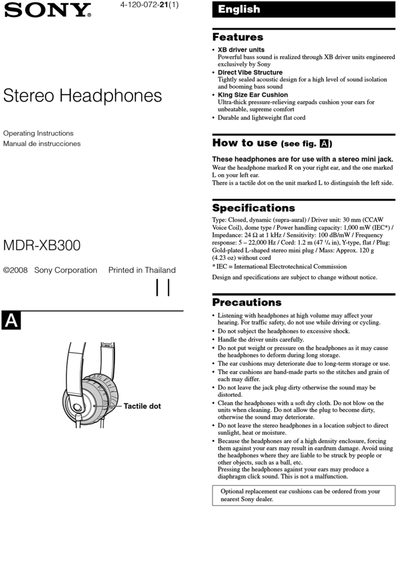 Sony MDR-XB300 operating instructions