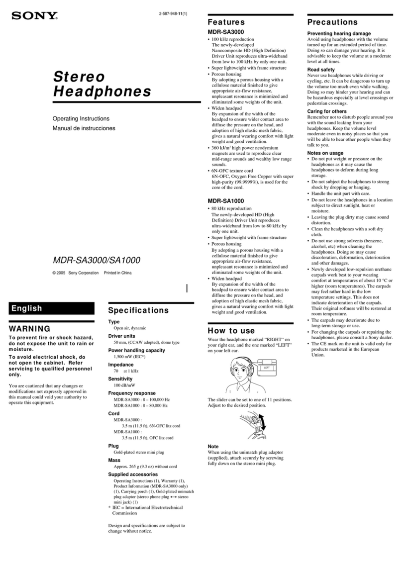 Sony MDR-SA1000 User manual Sony MDR-SA1000 User manual