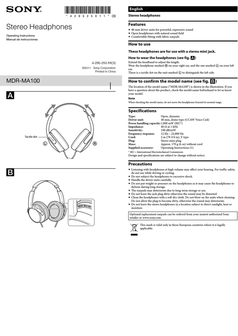 Sony MDR-MA100 User manual Sony MDR-MA100 User manual