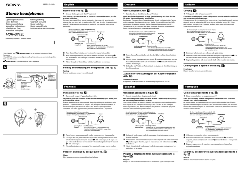Sony MDR-G74SL operating instructions