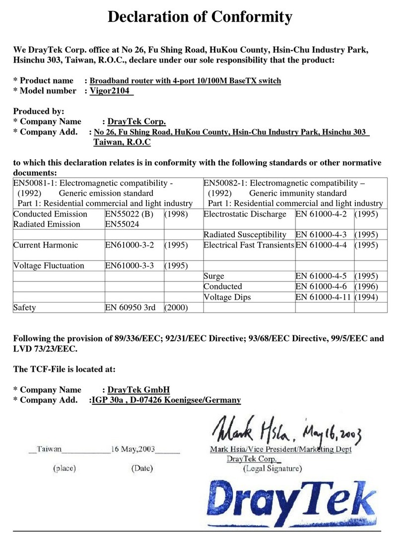 Draytek Vigor 2104 Reference guide