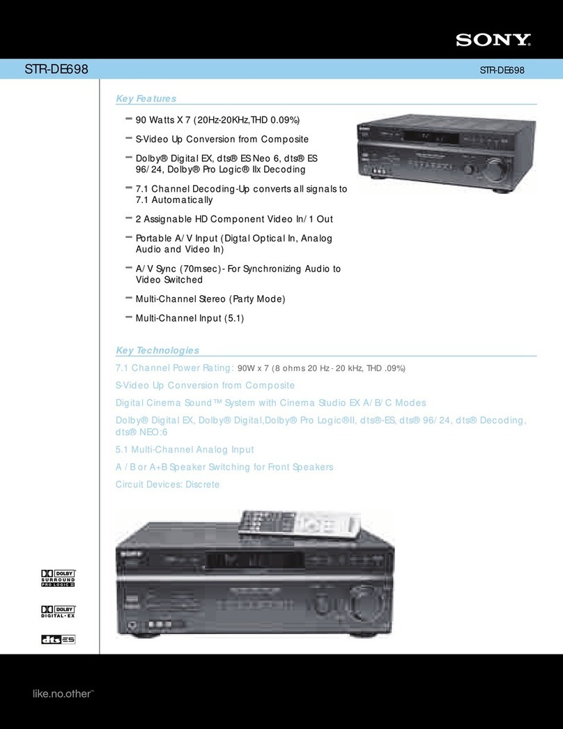 Sony STR-DE698 - A/v Receiver User manual