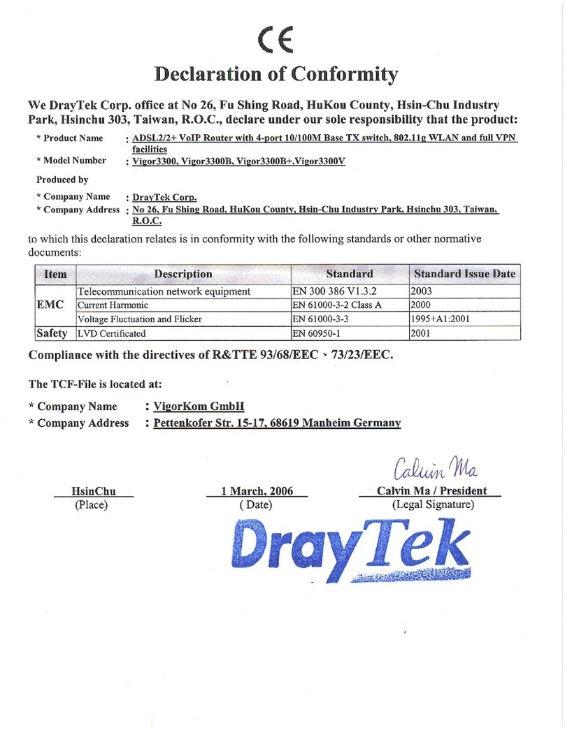 Draytek Vigor 3300 Series Reference guide