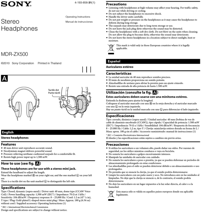 Sony MDR-ZX500 operating instructions