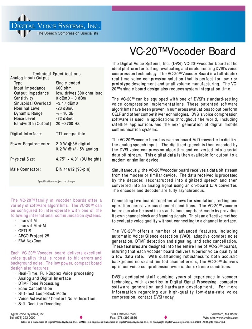 Digital Voice Systems VC-20 Specifications
