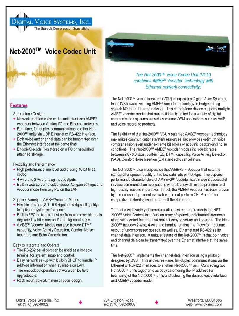Digital Voice Systems Net-2000 User manual