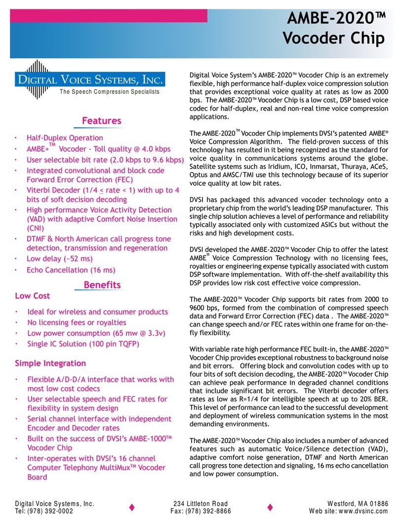 Digital Voice Systems AMBE-2020 User manual