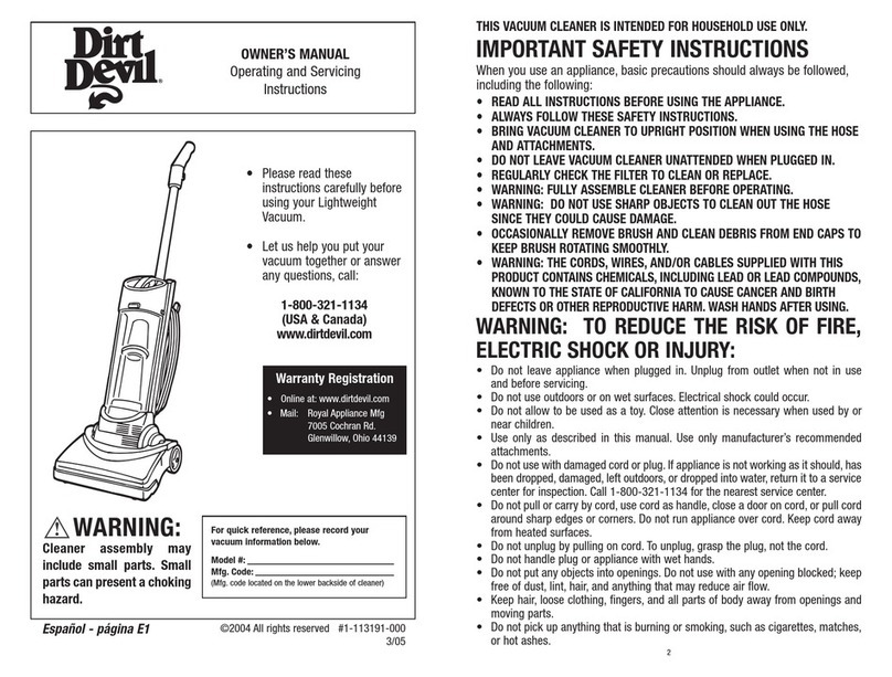 Dirt Devil M084610 owner's manual