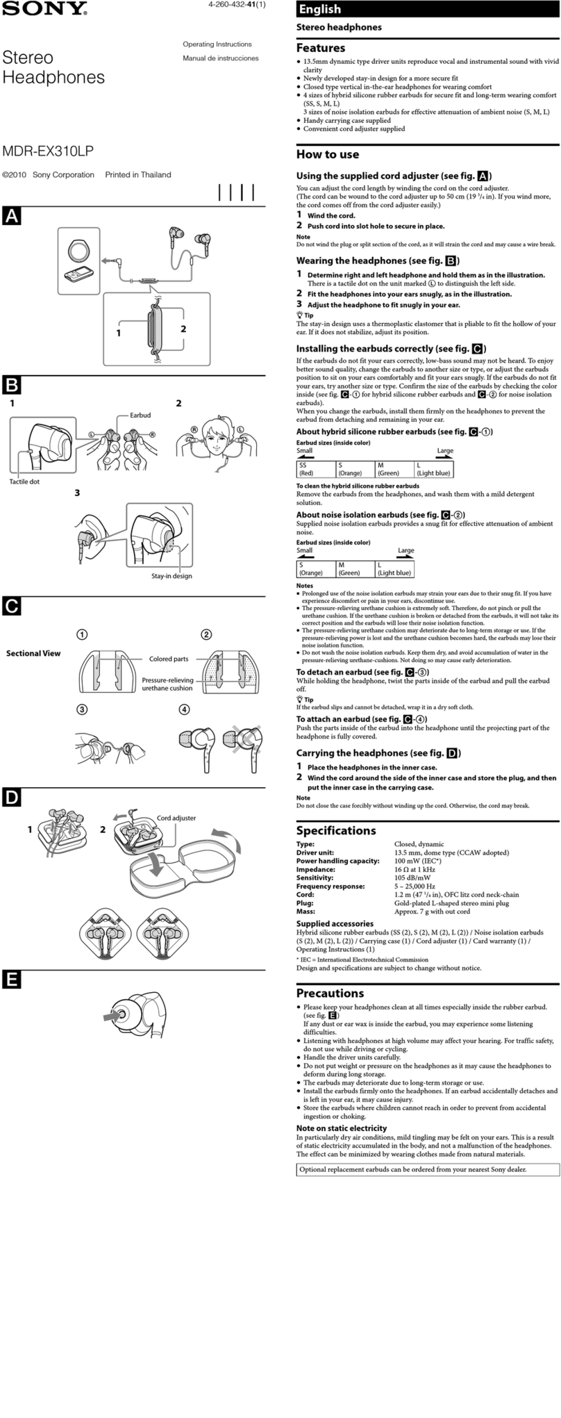 Sony MDR-EX310LP User manual