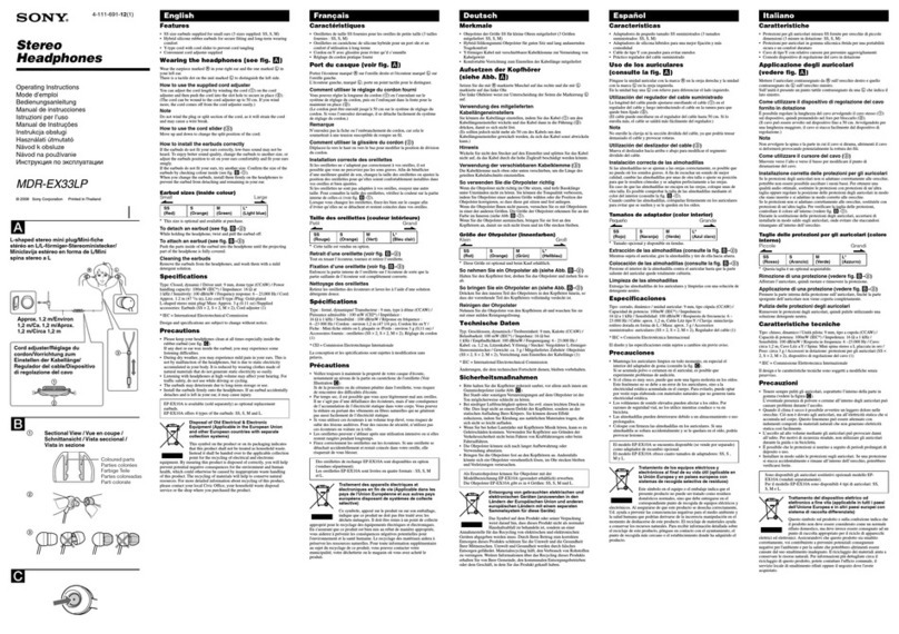 Sony MDR-EX33LP operating instructions