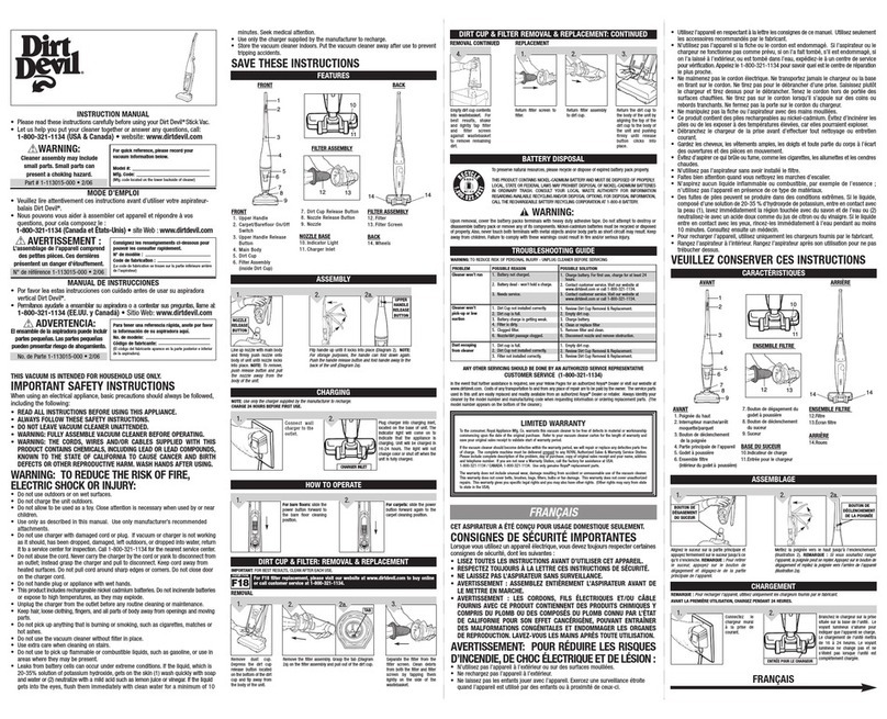 Dirt Devil M083414 User manual