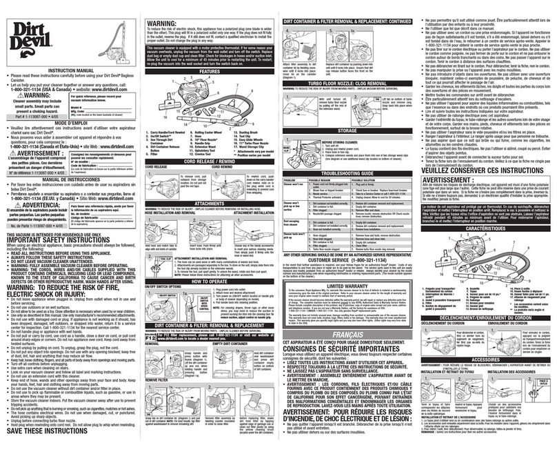 Dirt Devil M082660 User manual