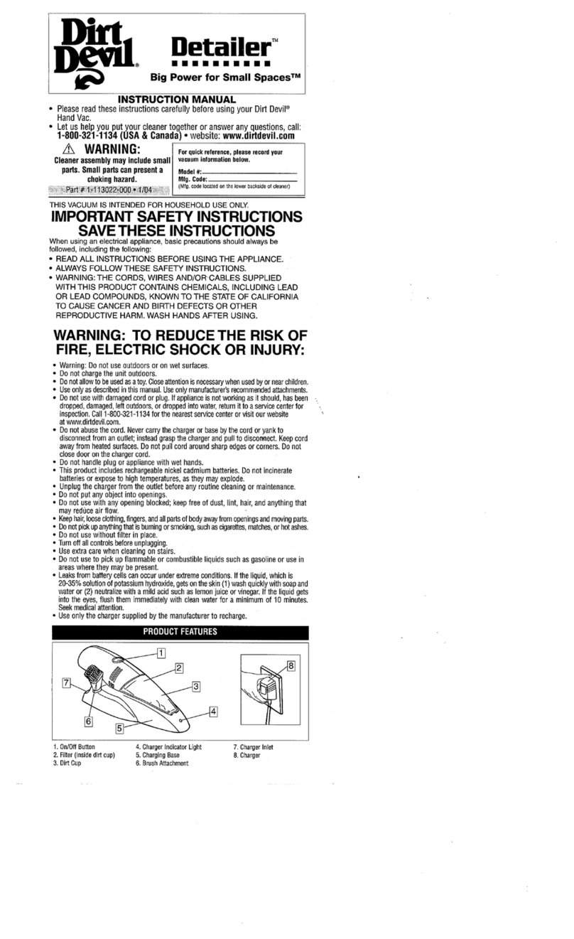 Dirt Devil M0100 User manual