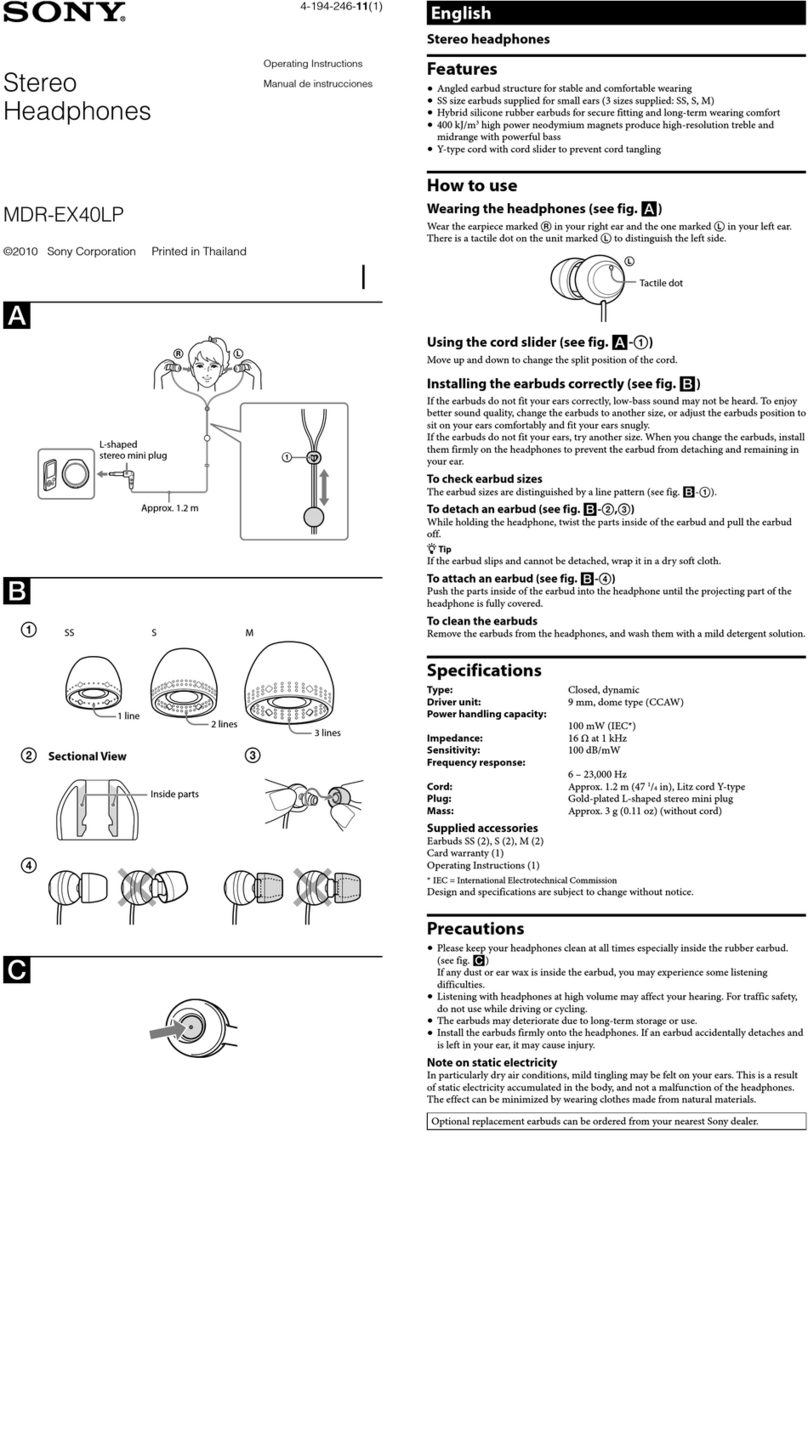 Sony MDR-EX40LP User manual Sony MDR-EX40LP User manual