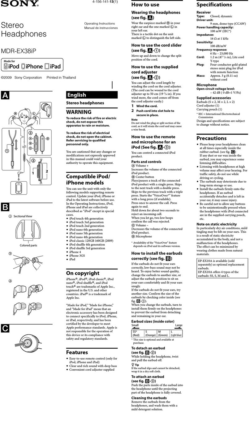 Sony MDR-EX38iP User manual