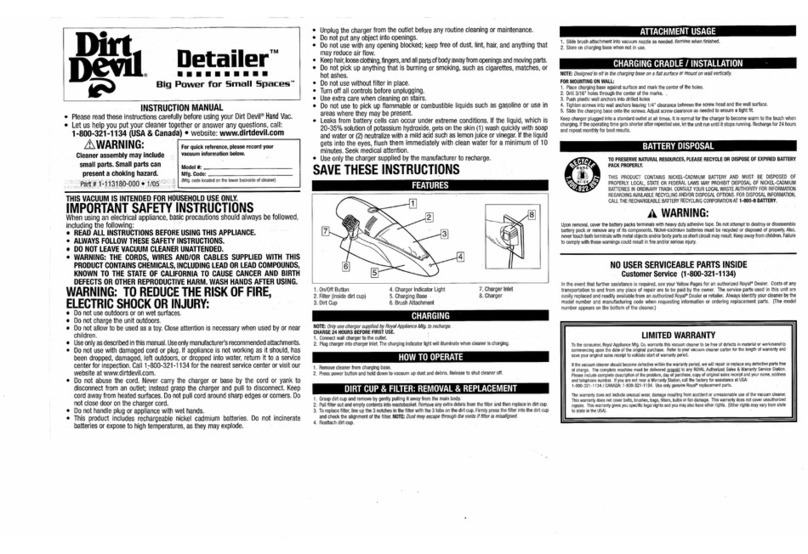 Dirt Devil Detailer MCV2000 User manual