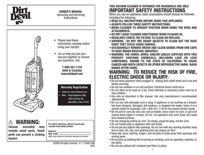 Dirt Devil M110002 owner's manual