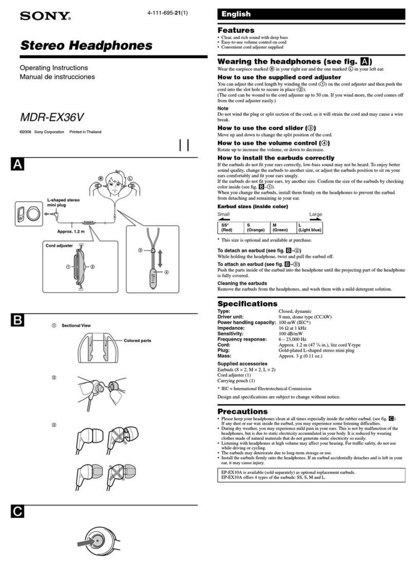 Sony MDR-EX36V operating instructions