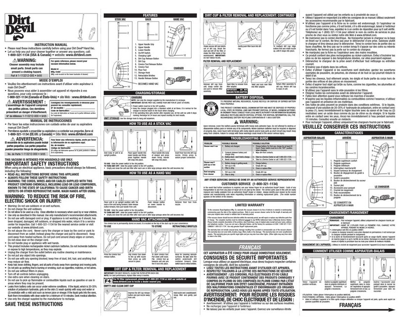 Dirt Devil M0802 instruction manual