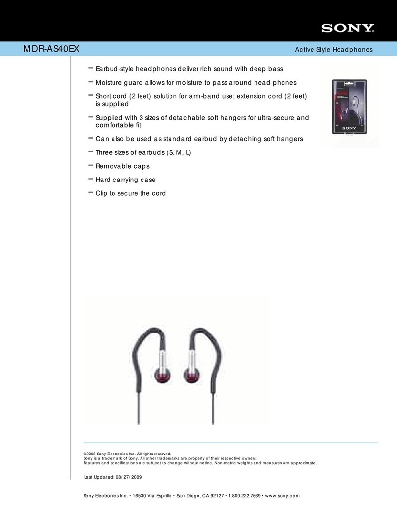 Sony MDR-AS40EX Marketing Specifications
