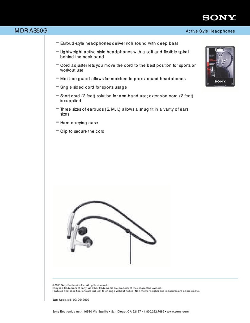 Sony MDR-AS50G Marketing Specifications