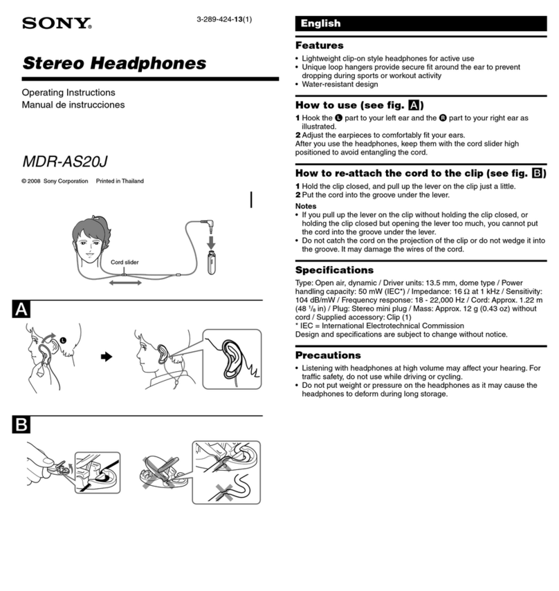 Sony MDR-AS20J/WHI operating instructions