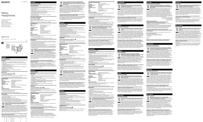 Sony MDR-7510 operating instructions