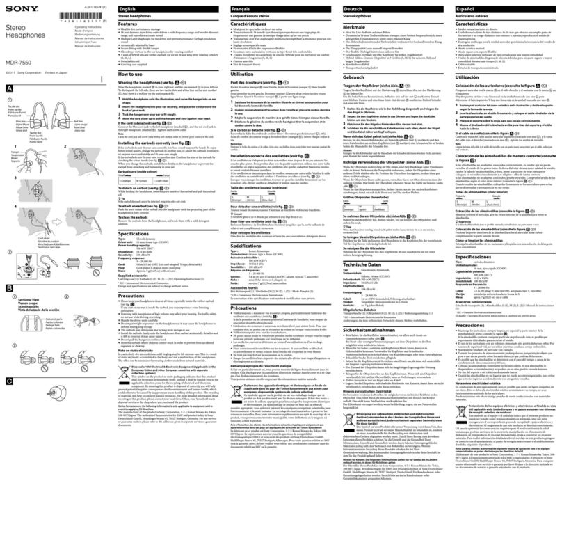Sony MDR-7550 operating instructions
