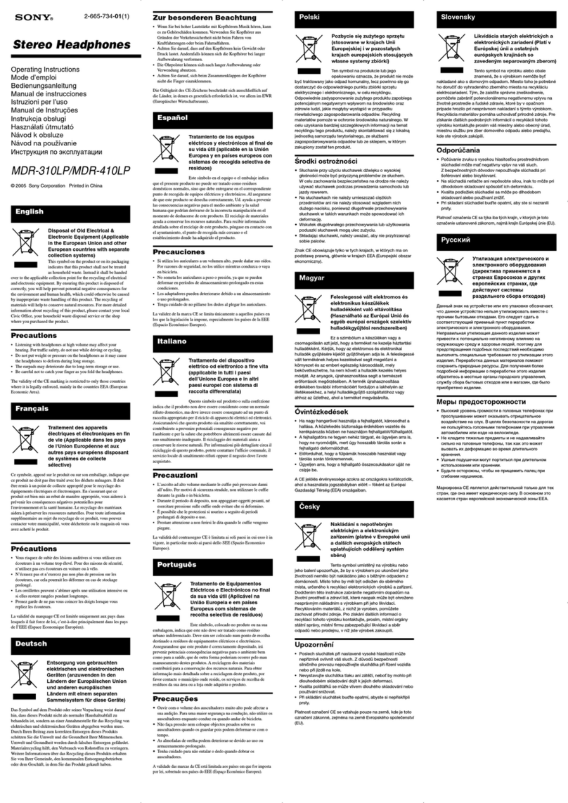 Sony MDR-310LP operating instructions